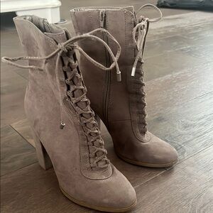 Carlos Santana Women’s Lace-Up Ankle Boots - Taupe Like New